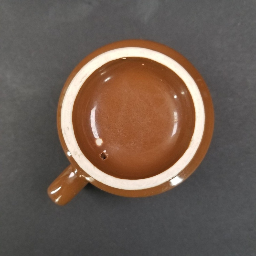 Vintage Brown Footed Coffee Mug Retro Mid Century‎ Ceramic Pedestal Cup White In - Picture 5 of 7
